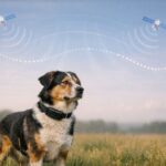 Visual showing how GPS dog collars work using satellite signals to estimate a dog’s location